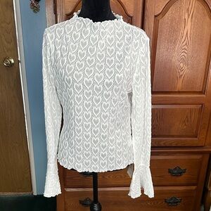 Elegant White Heart Lace Women Top